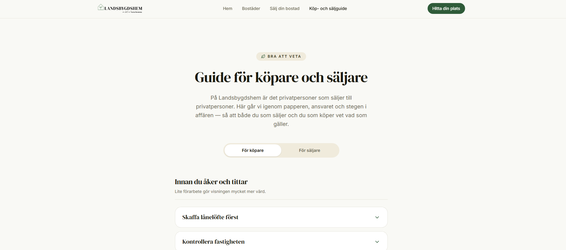 Köp- och säljguiden – trygghet för båda parter när ingen mäklare är inblandad.